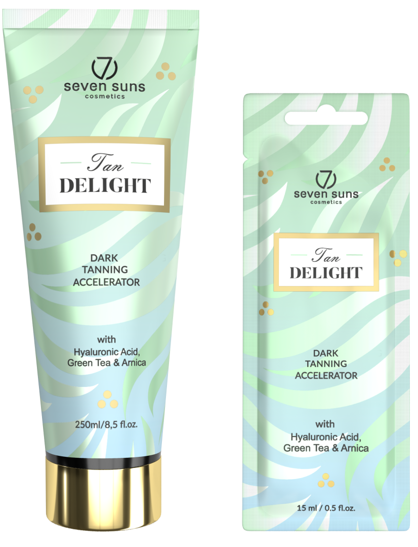 Tan Delight tanning accelerator tube and sachet