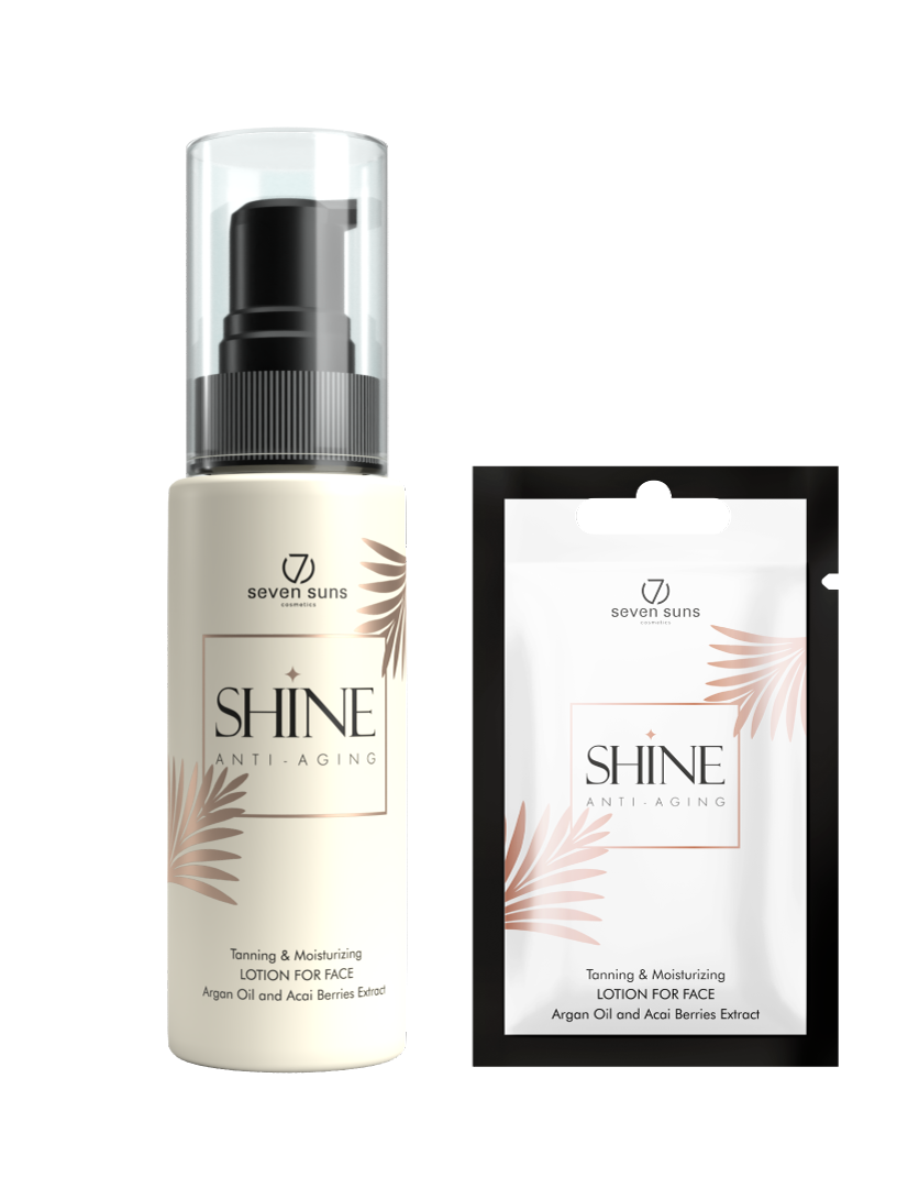 Shine bottle and sachet tanning lotion